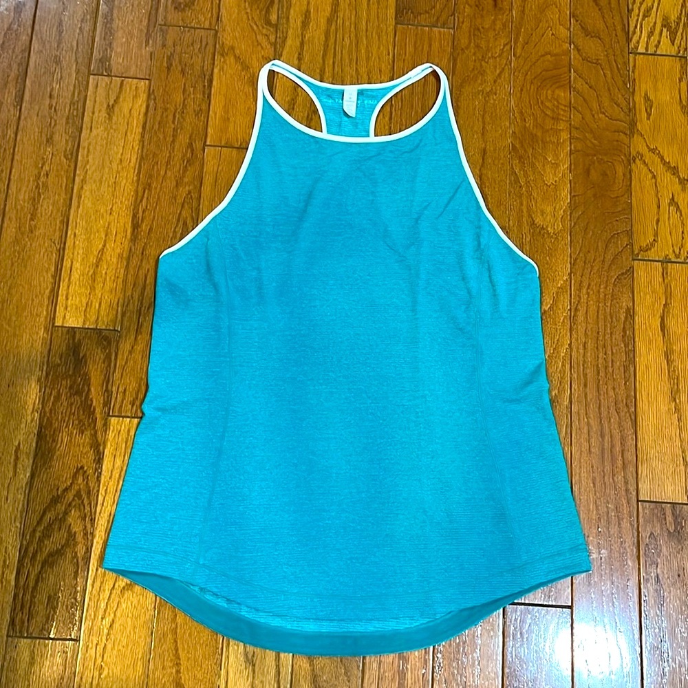 Lululemon Racerback Tank Teal/White Trim Size 12